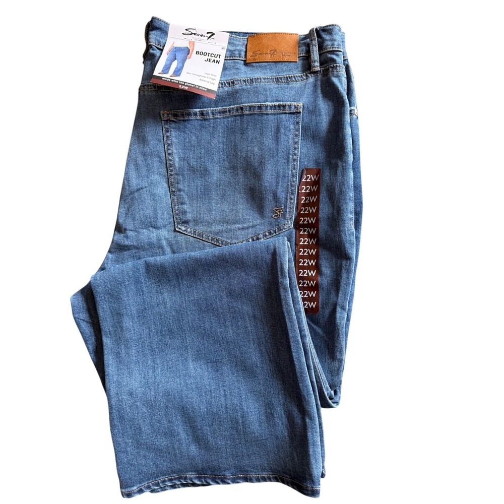 Seven7 Womens High Rise Slim Bootcut Jeans Blue Denim Plus Size 22W NWT